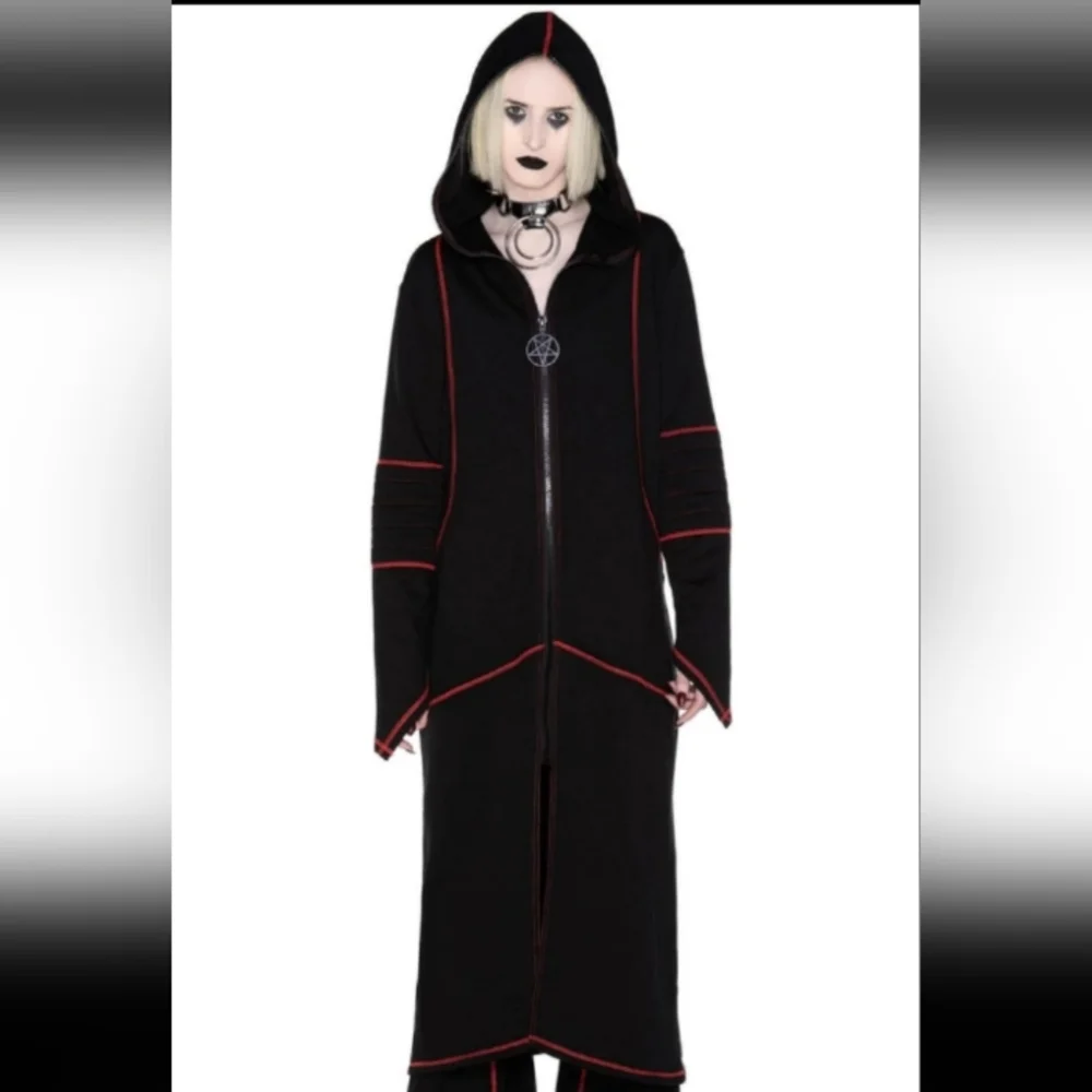 Killstar unisex occult robe hooded jacket duster w/red stitching goth- SOLD@host - Picture 1 of 13